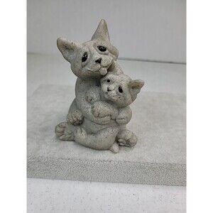 Vintage 2001 Quarry Critters Celine & Cloe Cat Figurine Sculpture 4” Tall